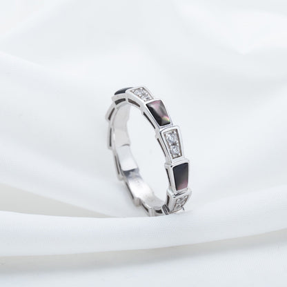 [Triumph Jewelry]SERPENTI RING SILVER  DIAMOND BLACK MOP 3MM