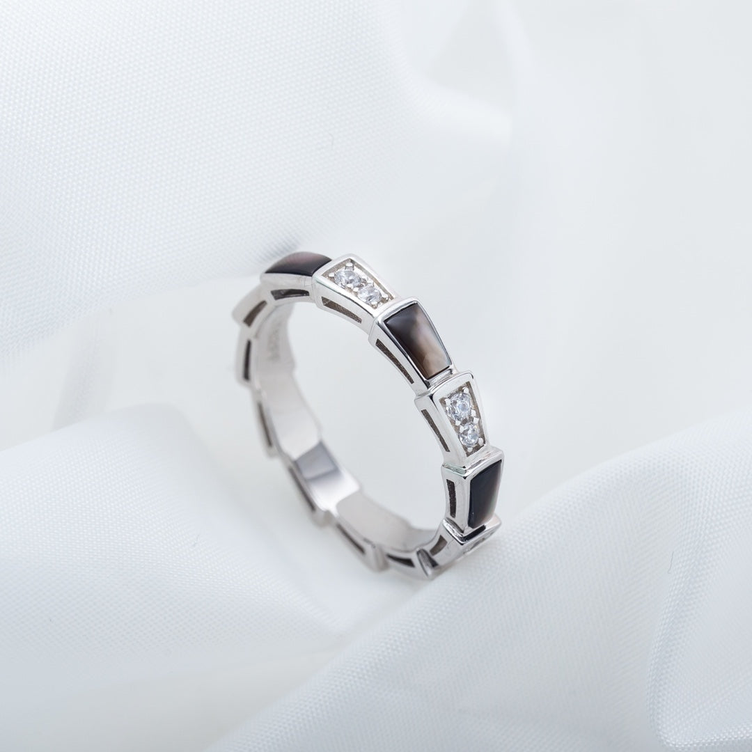 [Triumph Jewelry]SERPENTI RING SILVER  DIAMOND BLACK MOP 3MM