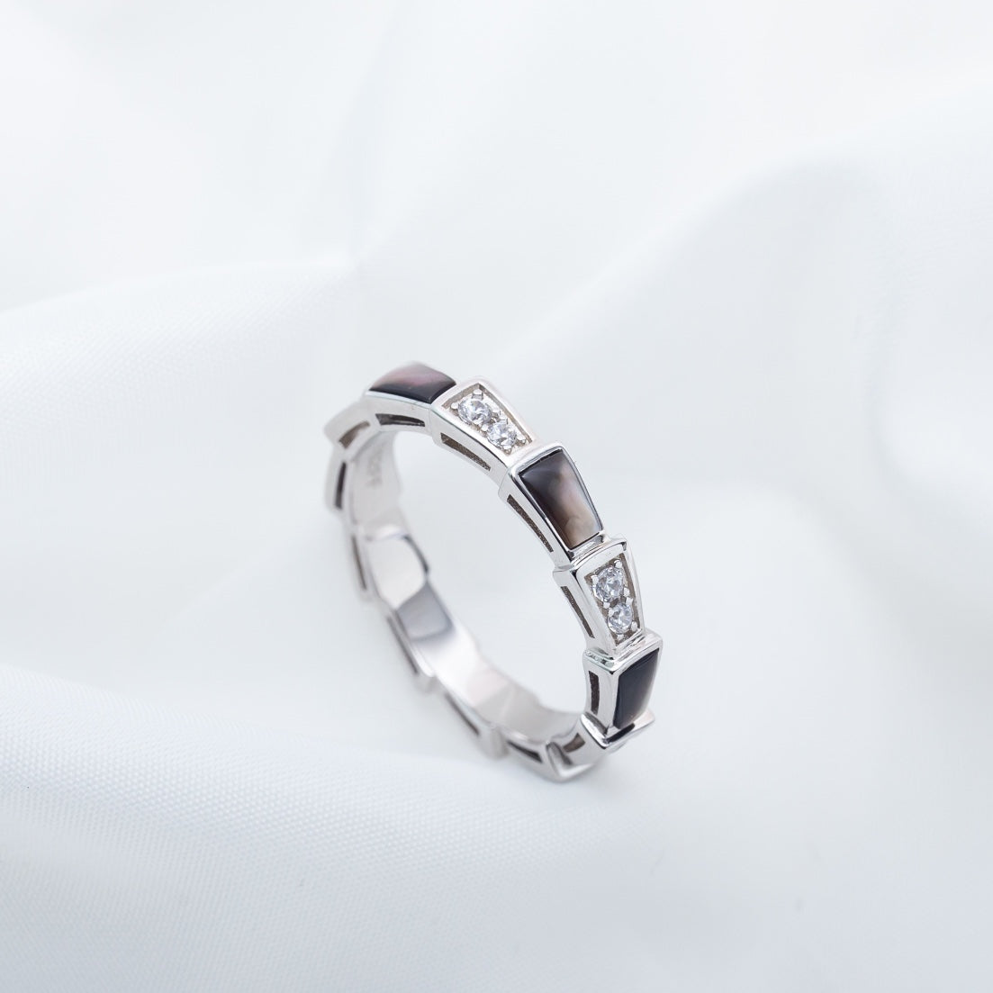 [Triumph Jewelry]SERPENTI RING SILVER  DIAMOND BLACK MOP 3MM
