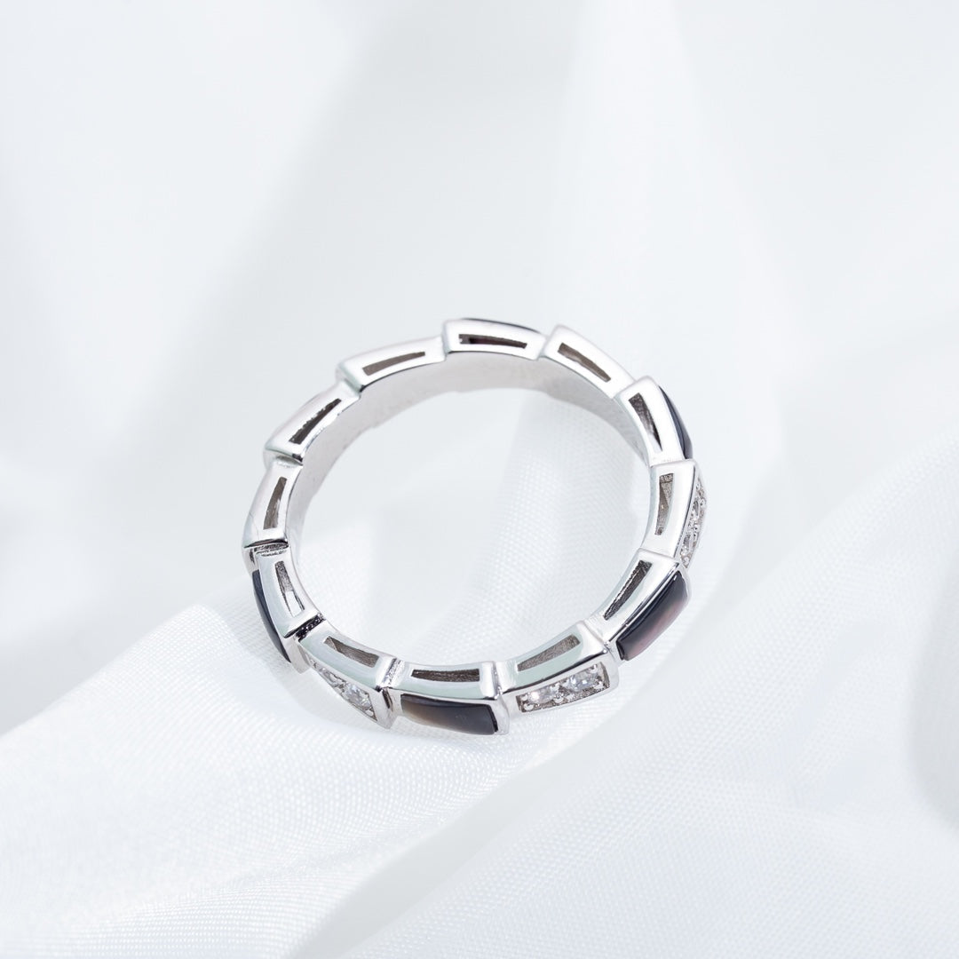 [Triumph Jewelry]SERPENTI RING SILVER  DIAMOND BLACK MOP 3MM