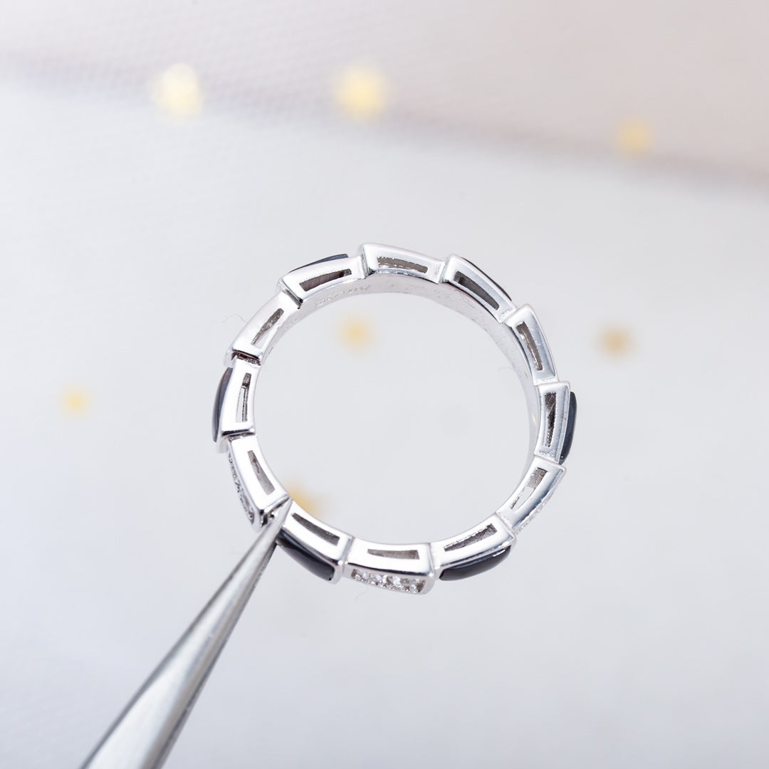 [Triumph Jewelry]SERPENTI RING SILVER  DIAMOND BLACK MOP 3MM