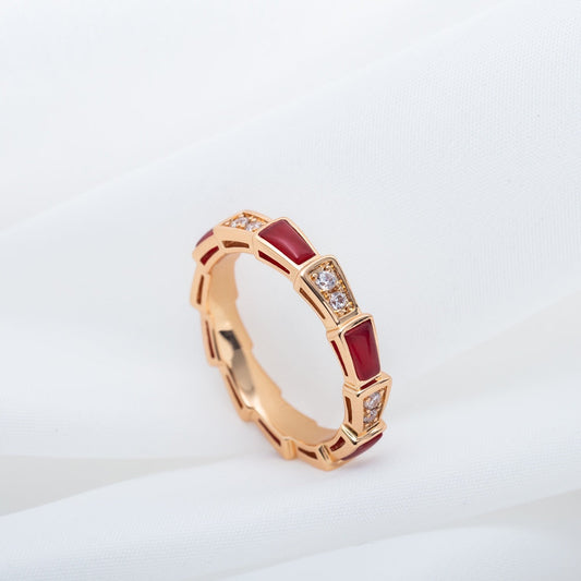 [Triumph Jewelry]SERPENTI RING PINK GOLD CARNELIAN DIAMOND 3MM