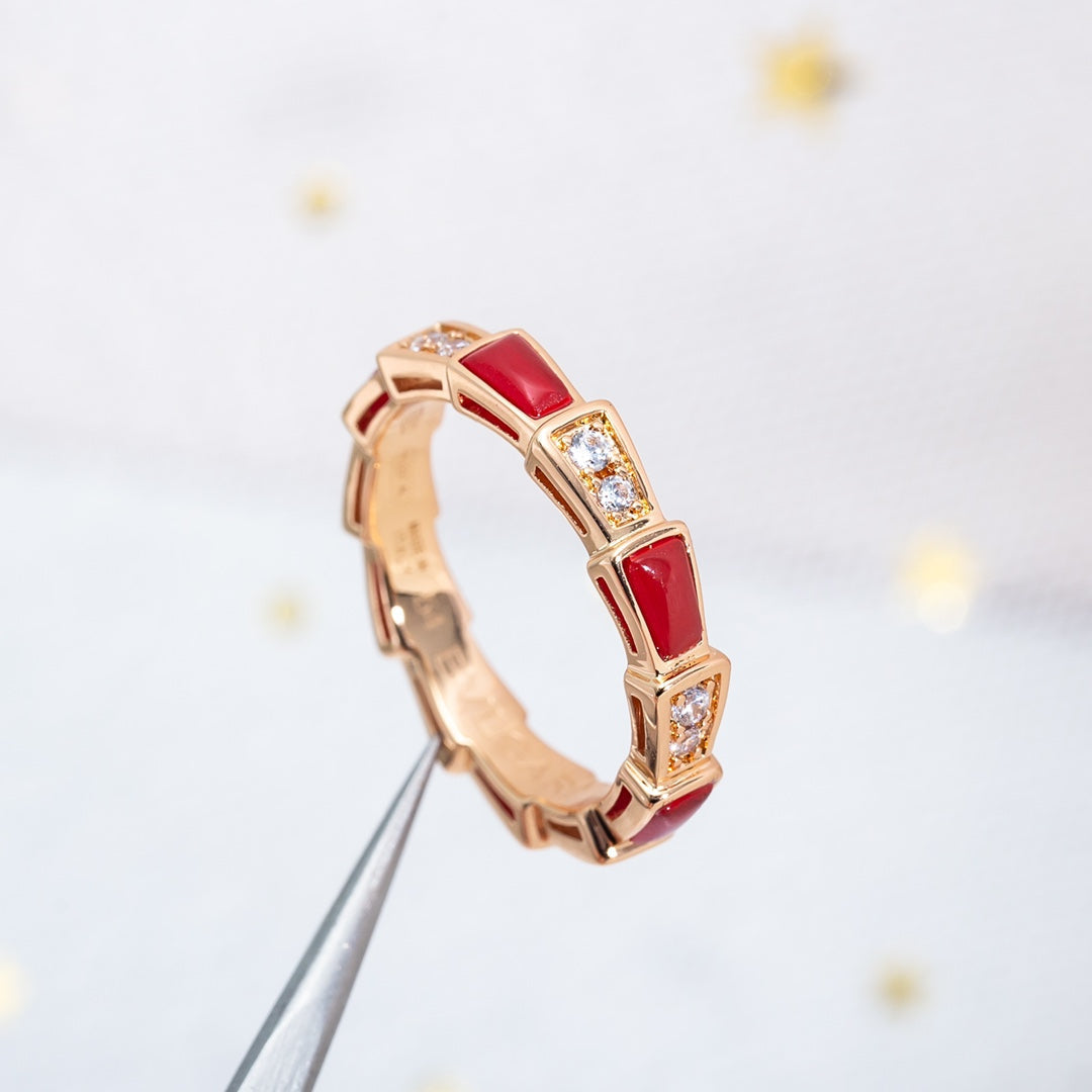 [Triumph Jewelry]SERPENTI RING PINK GOLD CARNELIAN DIAMOND 3MM