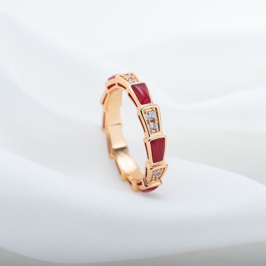 [Triumph Jewelry]SERPENTI RING PINK GOLD CARNELIAN DIAMOND 3MM