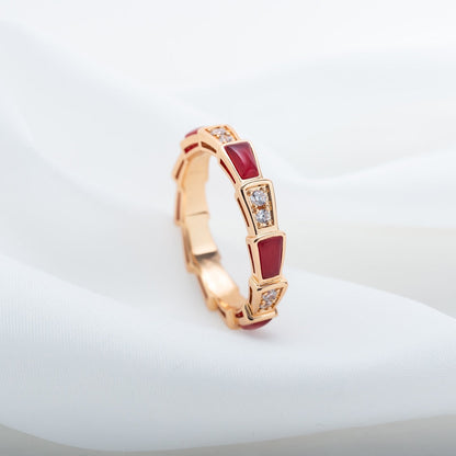 [Triumph Jewelry]SERPENTI RING PINK GOLD CARNELIAN DIAMOND 3MM