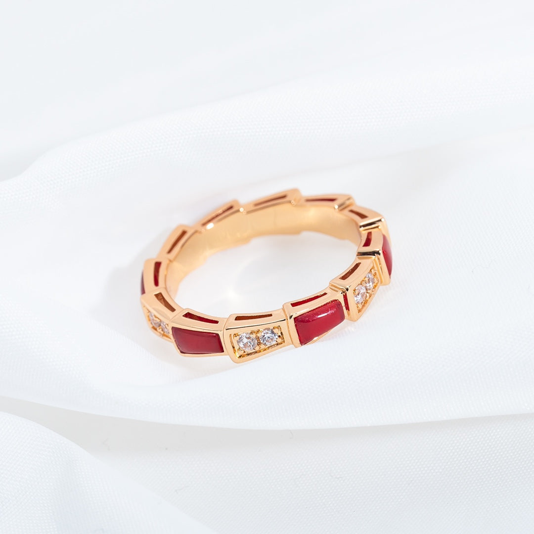 [Triumph Jewelry]SERPENTI RING PINK GOLD CARNELIAN DIAMOND 3MM