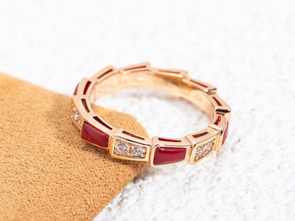 [Triumph Jewelry]SERPENTI RING PINK GOLD CARNELIAN DIAMOND 3MM