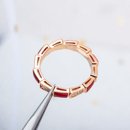 [Triumph Jewelry]SERPENTI RING PINK GOLD CARNELIAN DIAMOND 3MM