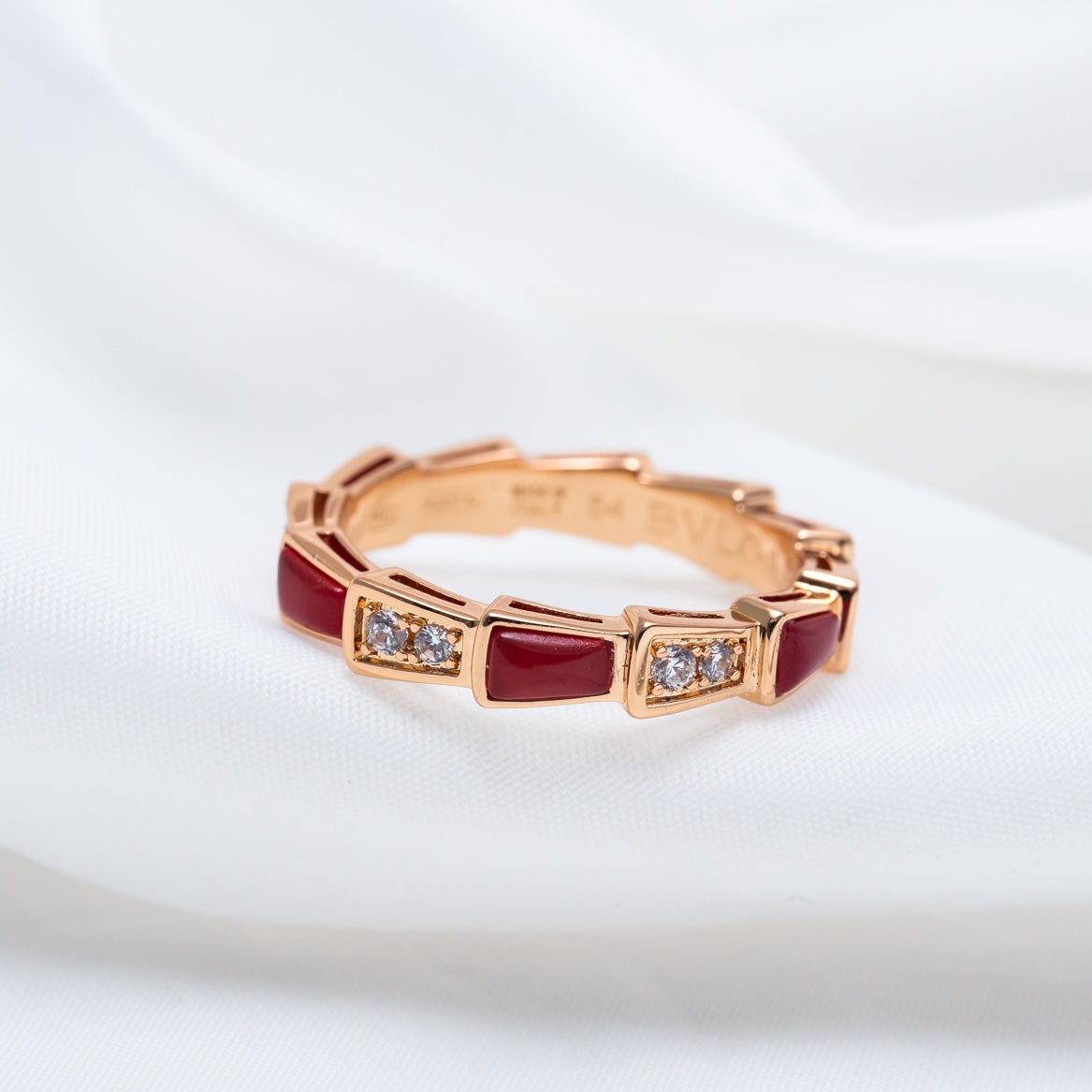 [Triumph Jewelry]SERPENTI RING PINK GOLD CARNELIAN DIAMOND 3MM