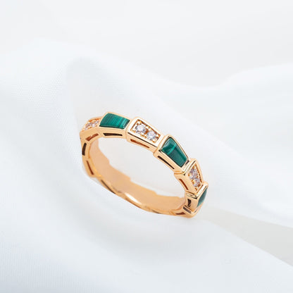 [Triumph Jewelry]SERPENTI RING PINK GOLD MALACHITE DIAMOND 3MM
