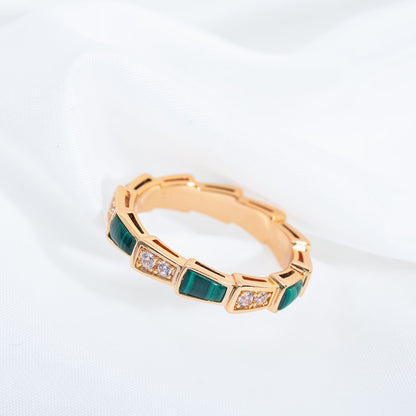 [Triumph Jewelry]SERPENTI RING PINK GOLD MALACHITE DIAMOND 3MM