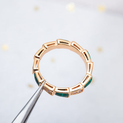[Triumph Jewelry]SERPENTI RING PINK GOLD MALACHITE DIAMOND 3MM
