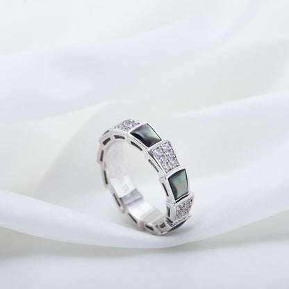 [Triumph Jewelry]SERPENTI RING SILVER DIAMOND BLACK MOP 4MM