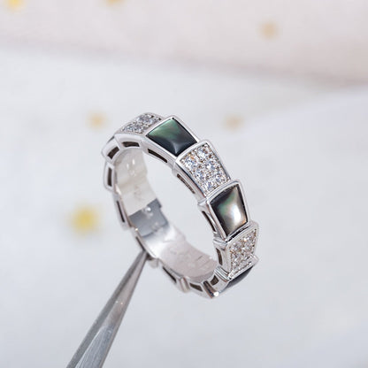 [Triumph Jewelry]SERPENTI RING SILVER DIAMOND BLACK MOP 4MM