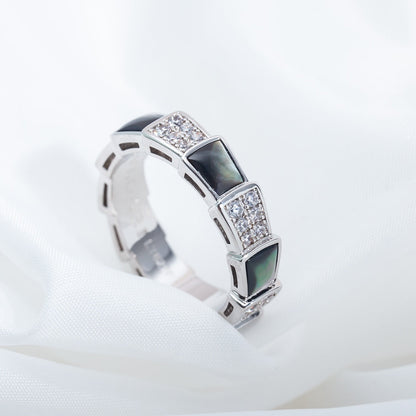 [Triumph Jewelry]SERPENTI RING SILVER DIAMOND BLACK MOP 4MM