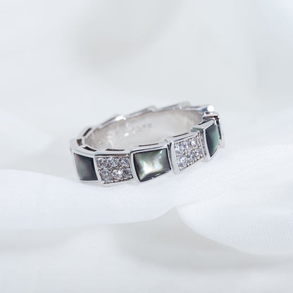 [Triumph Jewelry]SERPENTI RING SILVER DIAMOND BLACK MOP 4MM