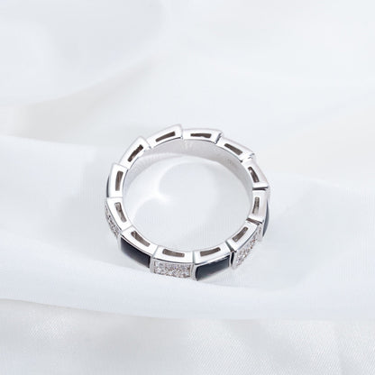 [Triumph Jewelry]SERPENTI RING SILVER DIAMOND BLACK MOP 4MM