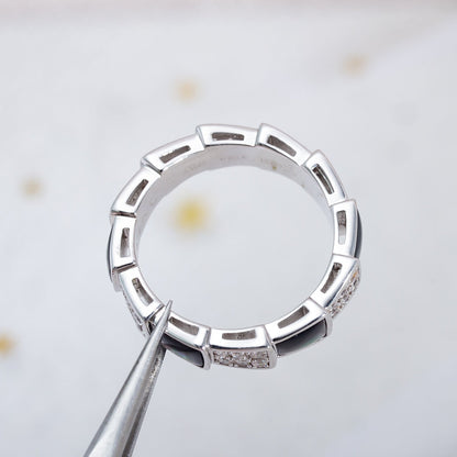 [Triumph Jewelry]SERPENTI RING SILVER DIAMOND BLACK MOP 4MM
