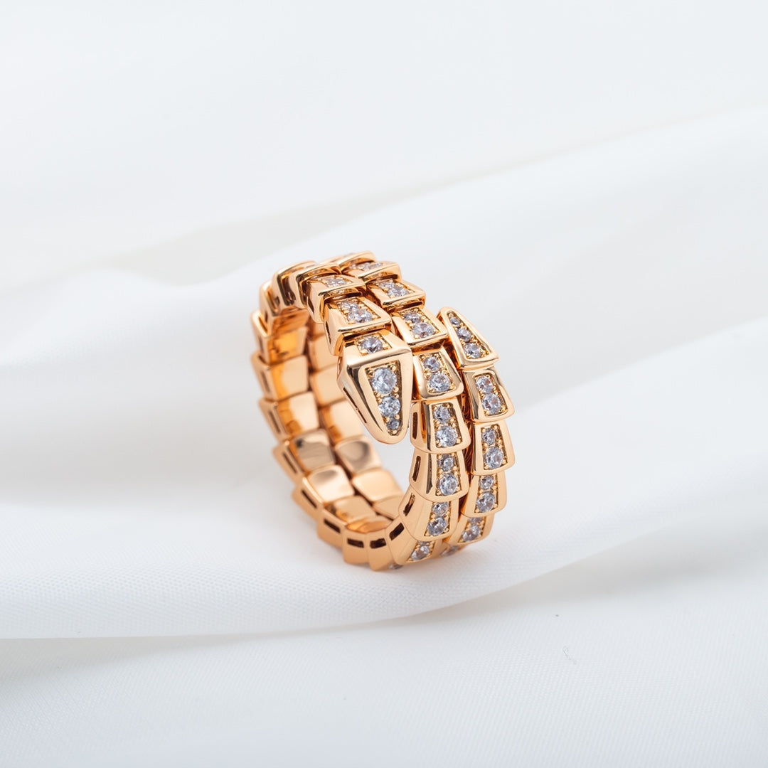 [Triumph Jewelry]SERPENTI RING PINK GOLD DIAMOND DOUBLE ROW