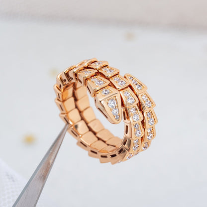 [Triumph Jewelry]SERPENTI RING PINK GOLD DIAMOND DOUBLE ROW