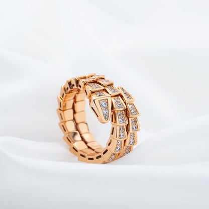 [Triumph Jewelry]SERPENTI RING PINK GOLD DIAMOND DOUBLE ROW