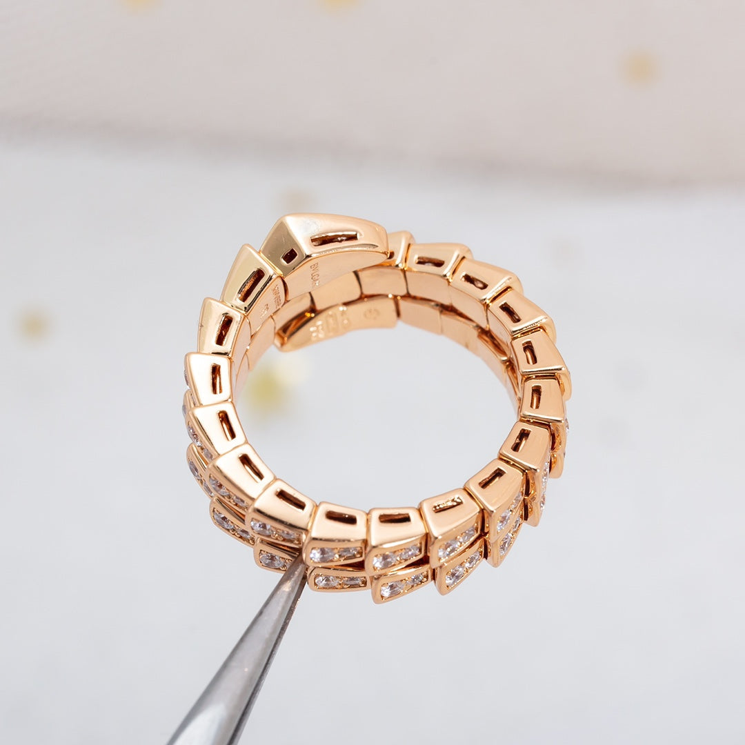 [Triumph Jewelry]SERPENTI RING PINK GOLD DIAMOND DOUBLE ROW