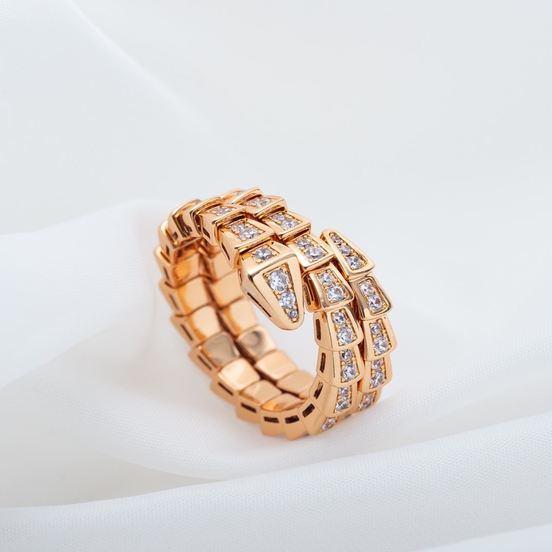 [Triumph Jewelry]SERPENTI RING PINK GOLD DIAMOND DOUBLE ROW