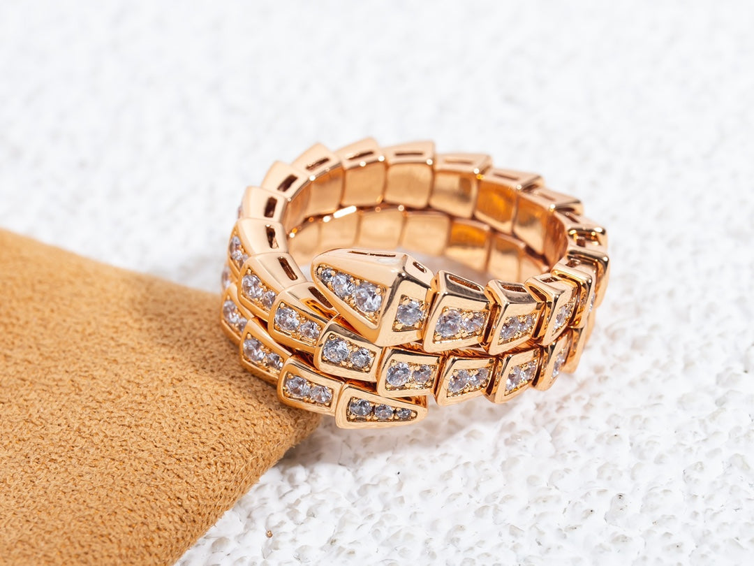 [Triumph Jewelry]SERPENTI RING PINK GOLD DIAMOND DOUBLE ROW