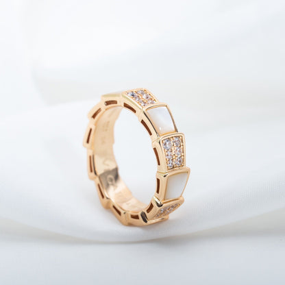 [Triumph Jewelry]SERPENTI RING PINK GOLD MOP DIAMOND PAVED 4MM