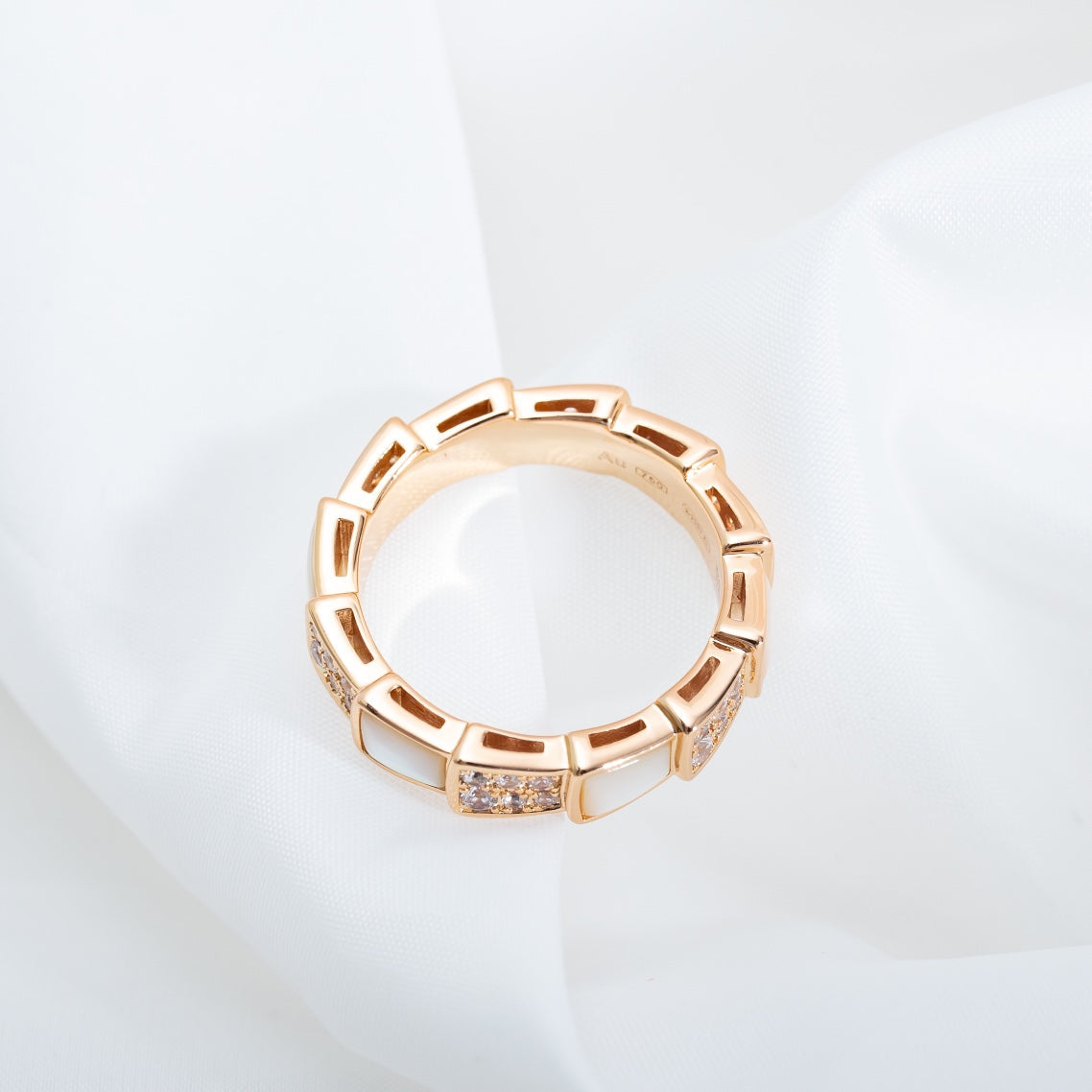 [Triumph Jewelry]SERPENTI RING PINK GOLD MOP DIAMOND PAVED 4MM