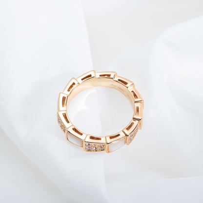 [Triumph Jewelry]SERPENTI RING PINK GOLD MOP DIAMOND PAVED 4MM