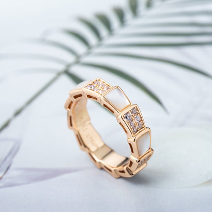 [Triumph Jewelry]SERPENTI RING PINK GOLD MOP DIAMOND PAVED 4MM
