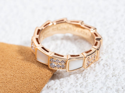 [Triumph Jewelry]SERPENTI RING PINK GOLD MOP DIAMOND PAVED 4MM