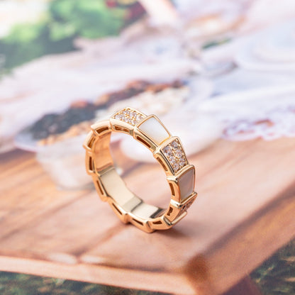 [Triumph Jewelry]SERPENTI RING PINK GOLD MOP DIAMOND PAVED 4MM