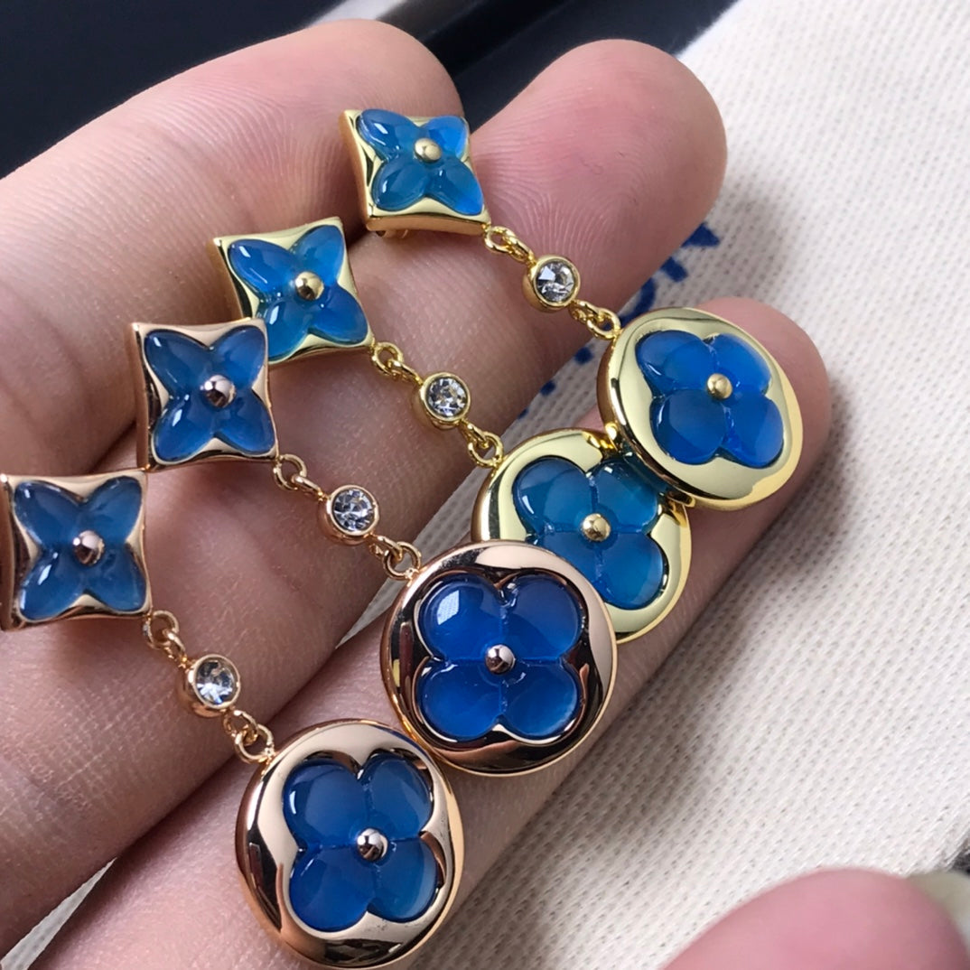 [Triumph Jewelry]STAR AND SUN AGATE DIAMOND EARRINGS