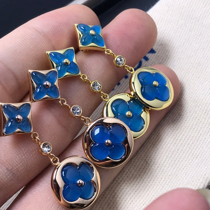[Triumph Jewelry]STAR AND SUN AGATE DIAMOND EARRINGS