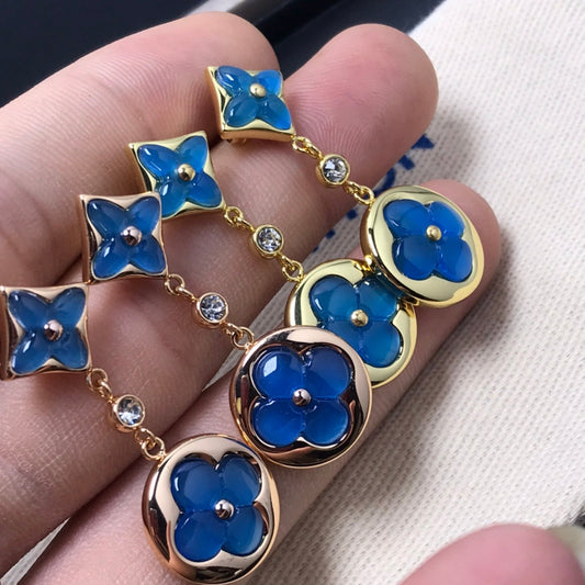 [Triumph Jewelry]STAR AND SUN AGATE DIAMOND EARRINGS