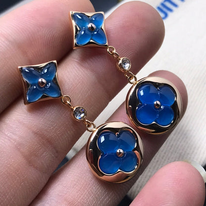 [Triumph Jewelry]STAR AND SUN AGATE DIAMOND EARRINGS