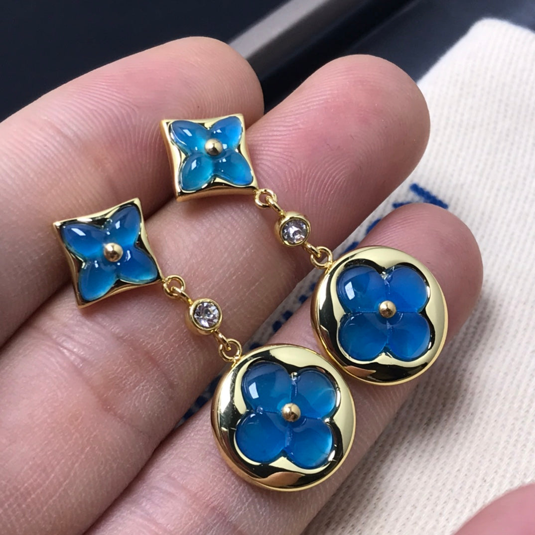 [Triumph Jewelry]STAR AND SUN AGATE DIAMOND EARRINGS