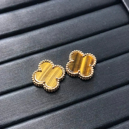 [Triumph Jewelry]CLOVER MEDIUM 1 MOTIFS TIGER EYE EARRINGS