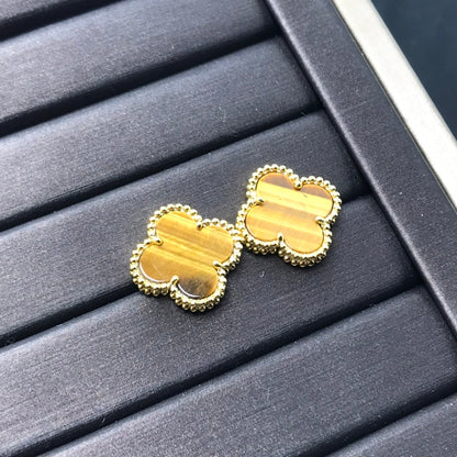 [Triumph Jewelry]CLOVER MEDIUM 1 MOTIFS TIGER EYE EARRINGS
