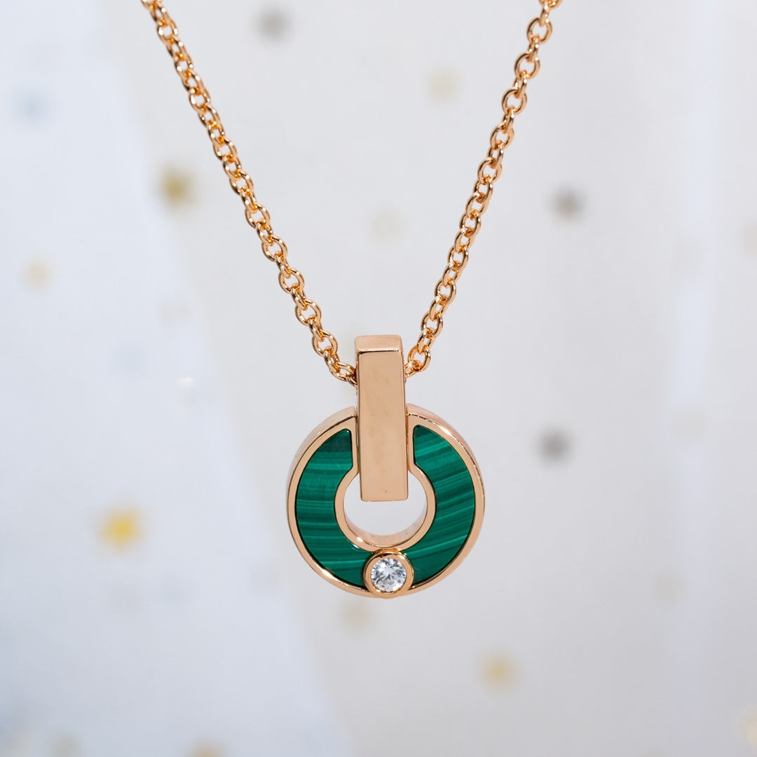 [Triumph Jewelry]GARI NECKLACE PINK GOLD MALACHITE