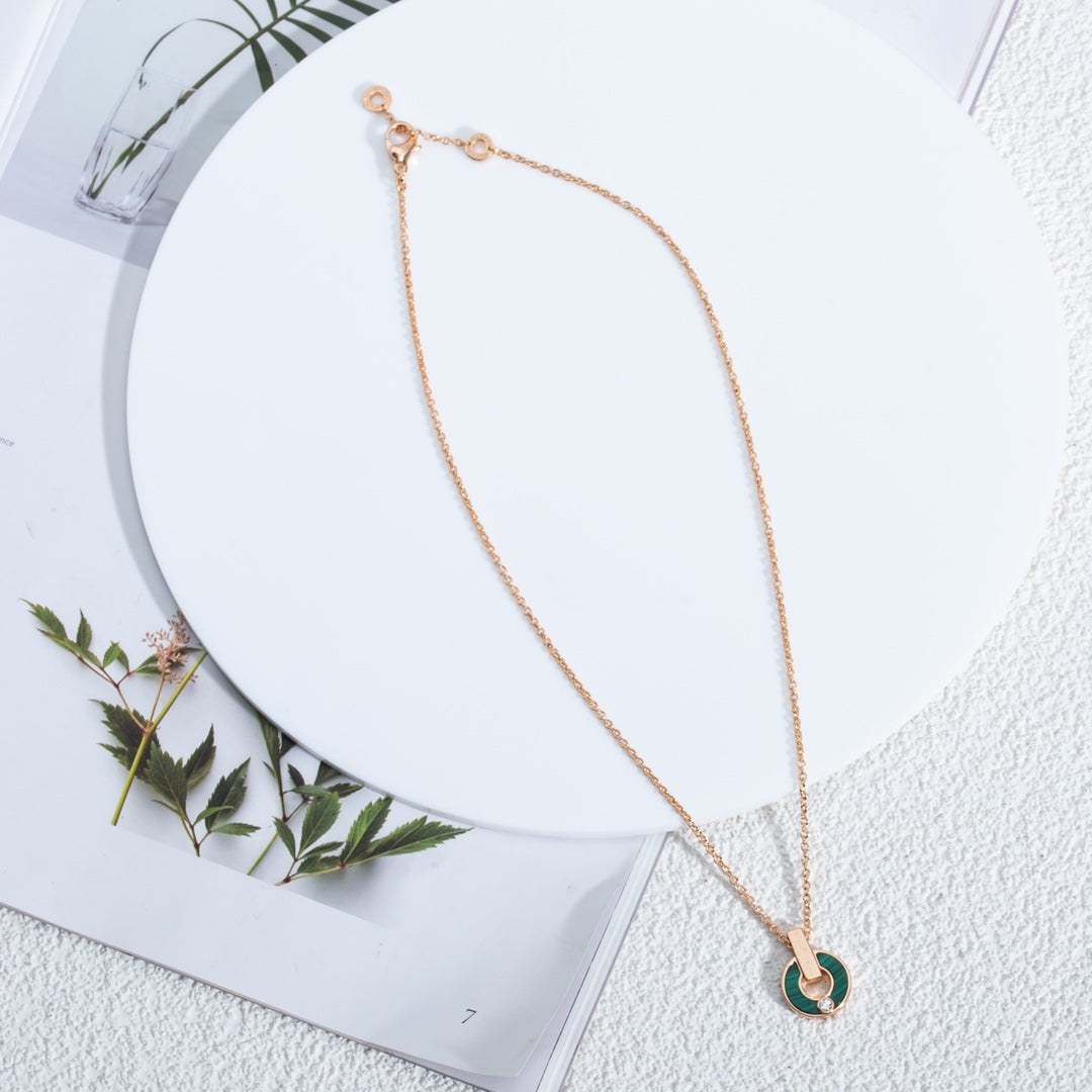 [Triumph Jewelry]GARI NECKLACE PINK GOLD MALACHITE