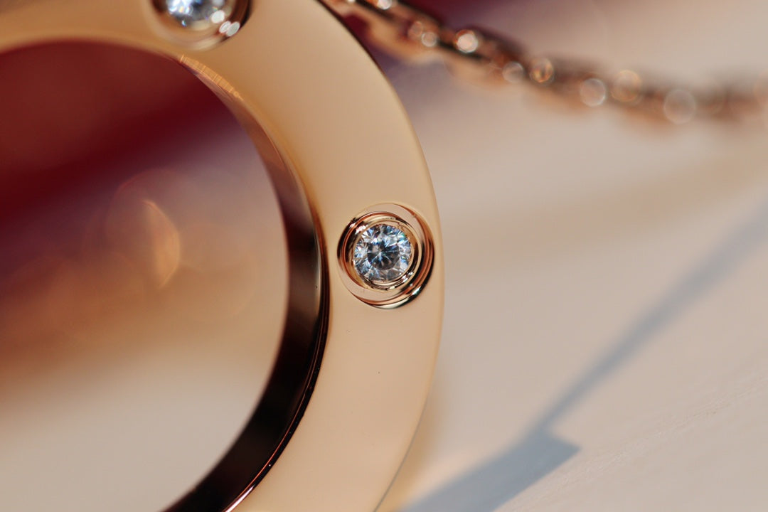 [Triumph Jewelry]LOVE NECKLACE 16MM 6 DIAMONDS PINK GOLD