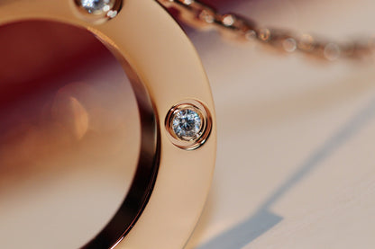 [Triumph Jewelry]LOVE NECKLACE 16MM 6 DIAMONDS PINK GOLD