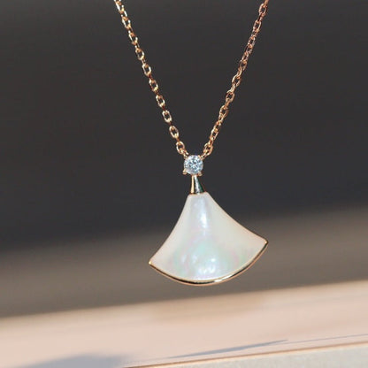 [Triumph Jewelry]DREAM NECKLACE WHITE MOP PINK GOLD 1 DIAMOND