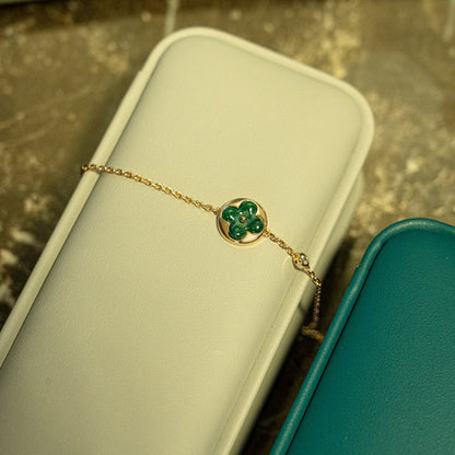 [Triumph Jewelry]SUN MALACHITE 1 DIAMOND PINK GOLD BRACELET