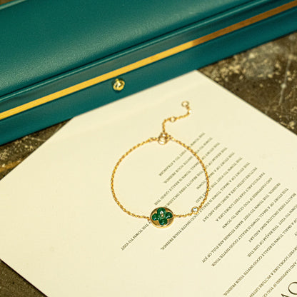 [Triumph Jewelry]SUN MALACHITE 1 DIAMOND PINK GOLD BRACELET