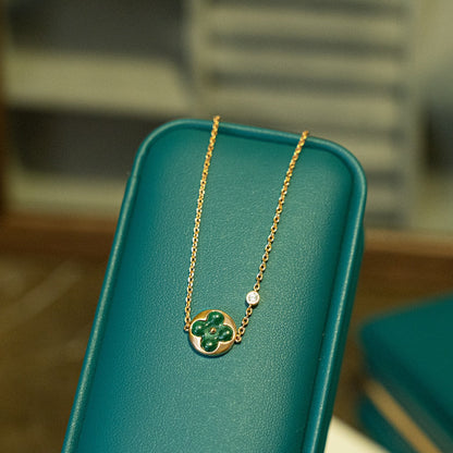 [Triumph Jewelry]SUN MALACHITE 1 DIAMOND PINK GOLD BRACELET