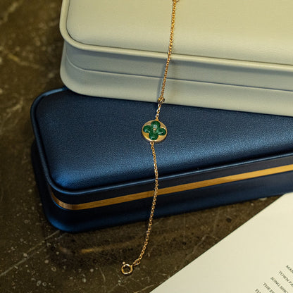 [Triumph Jewelry]SUN MALACHITE 1 DIAMOND PINK GOLD BRACELET